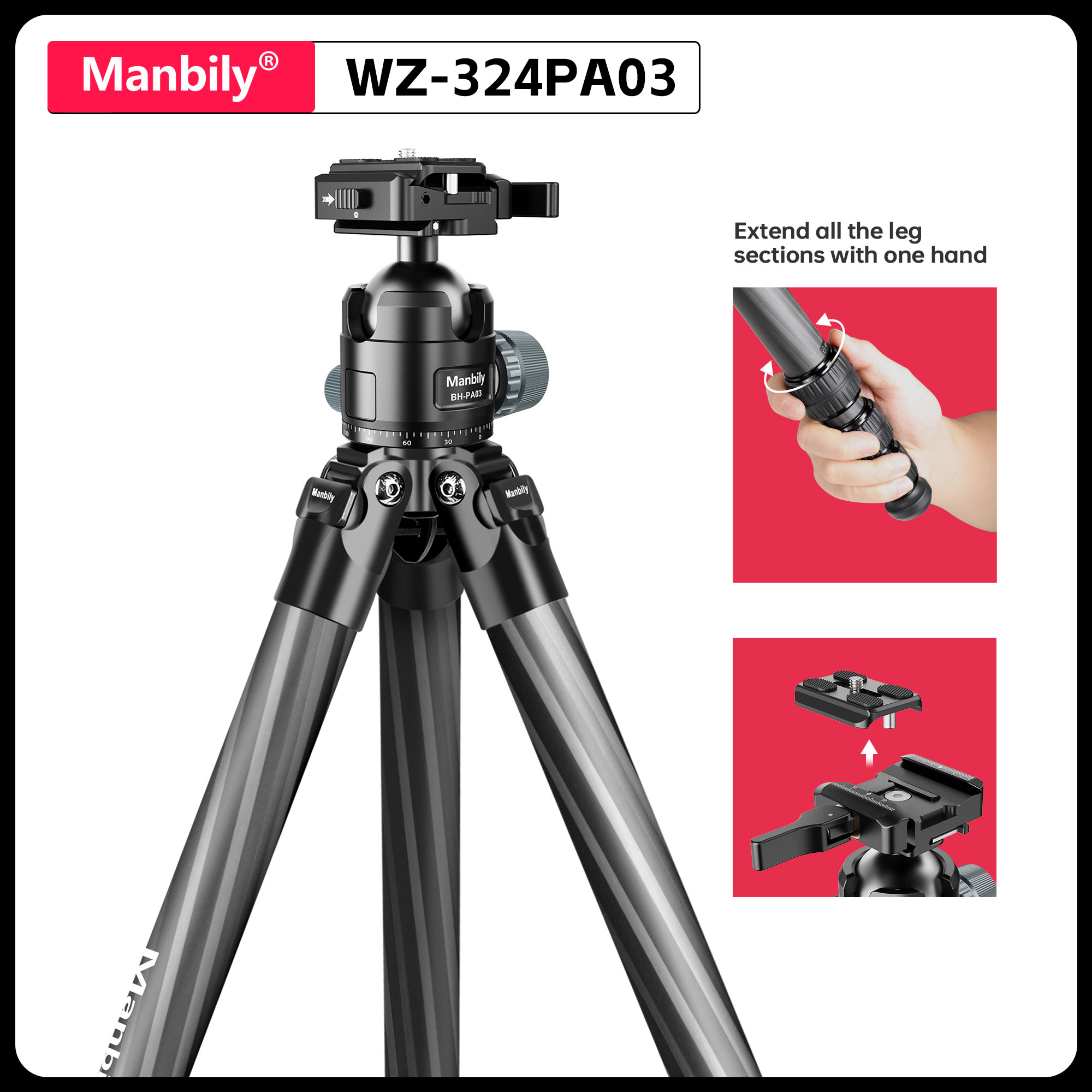 Outdoor Hunting Videos - Manbily 158CM Heavy Duty Carbon Fiber