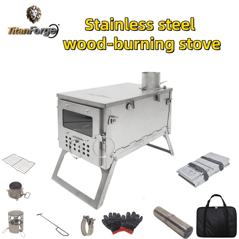 Outdoor Hunting Tent - Folding Wood Stove, Stainless Steel Portable
