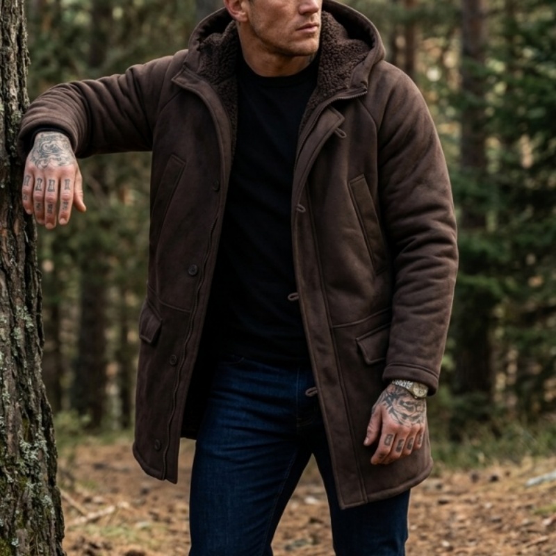 New Men's Faux Fur Lined Hoode - Outdoor Hunting Fleece ulasan dan harga