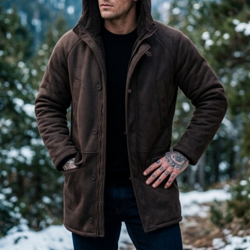 New Men's Faux Fur Lined Hoode - Outdoor Hunting Fleece ulasan dan harga