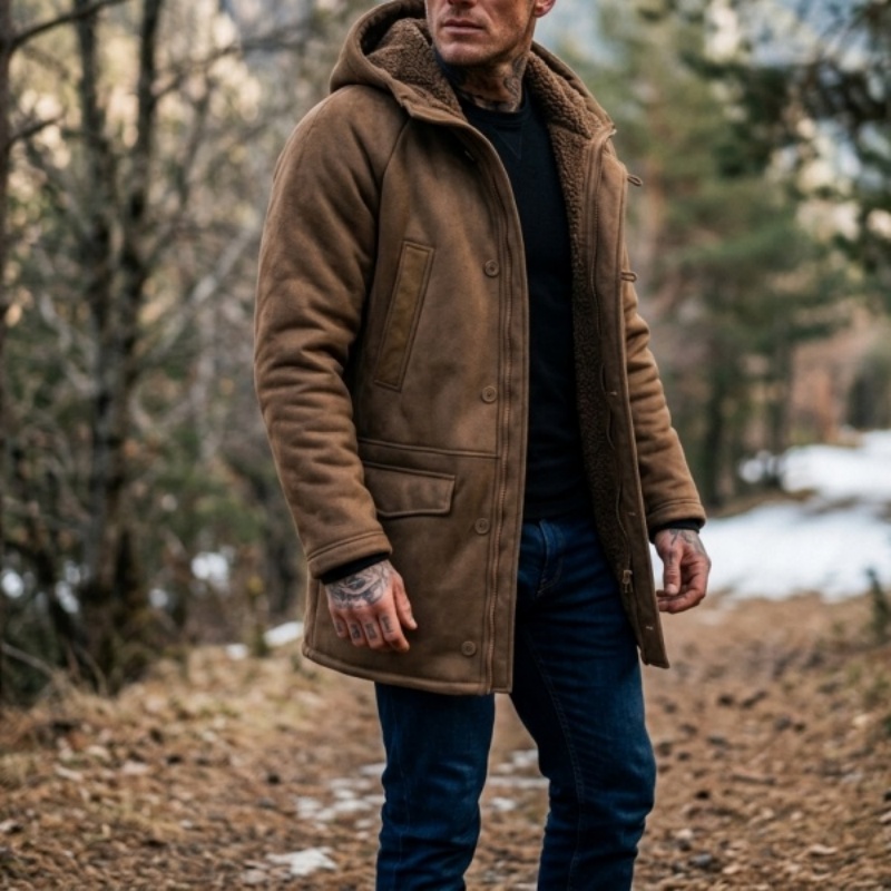 New Men's Faux Fur Lined Hoode - Outdoor Hunting Fleece ulasan dan harga