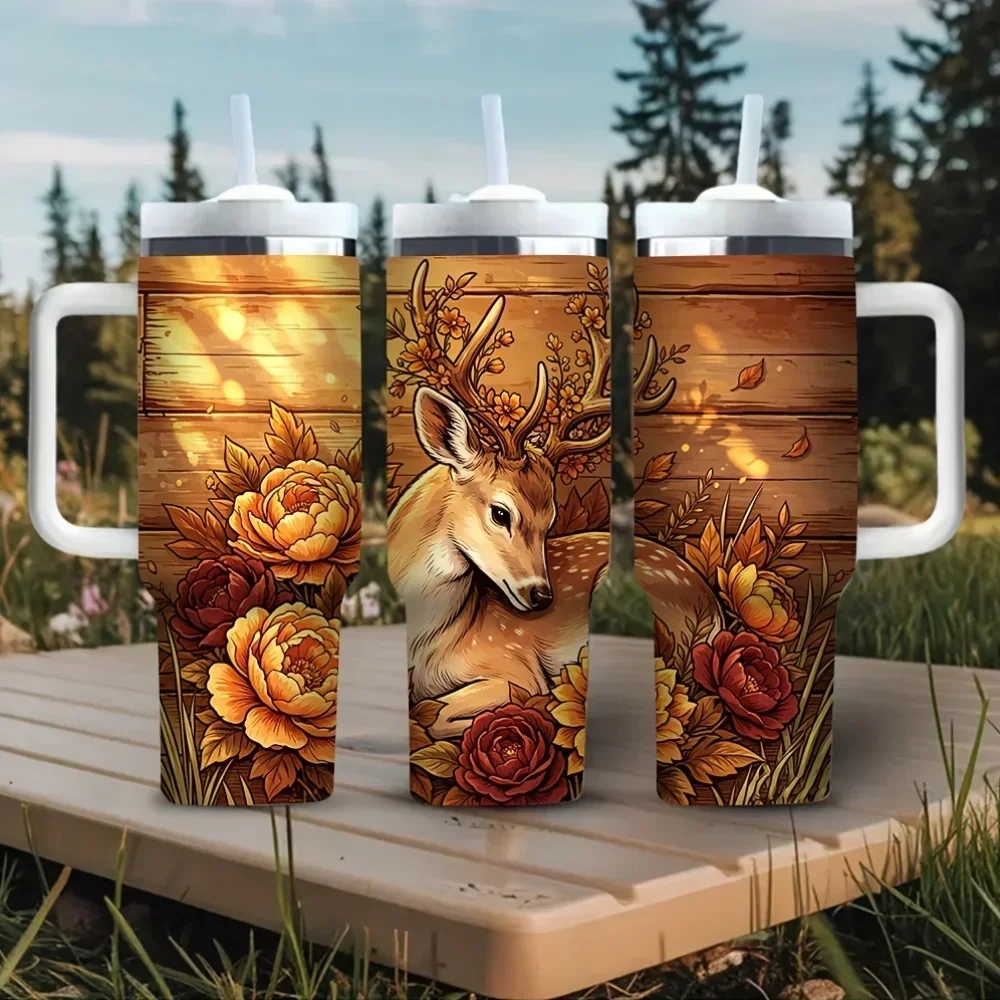 40Oz Tumbler with Handle, Beau - Hunting Outdoor Background ulasan dan harga