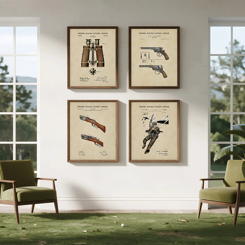 Vintage Hunting Equipment Pate - Outdoor Hunting Paintings ulasan dan harga