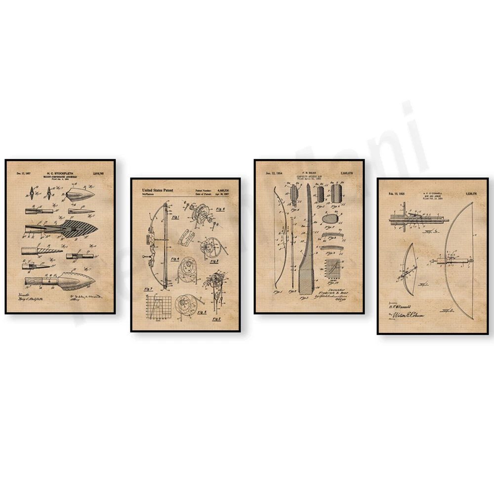 Vintage bow and arrow patent p - Outdoor Hunting Paintings ulasan dan harga