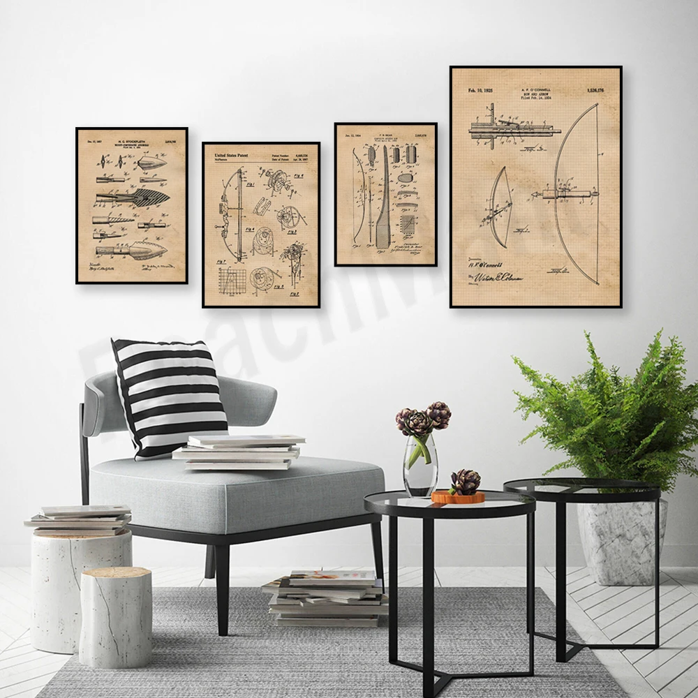 Vintage bow and arrow patent p - Outdoor Hunting Paintings ulasan dan harga