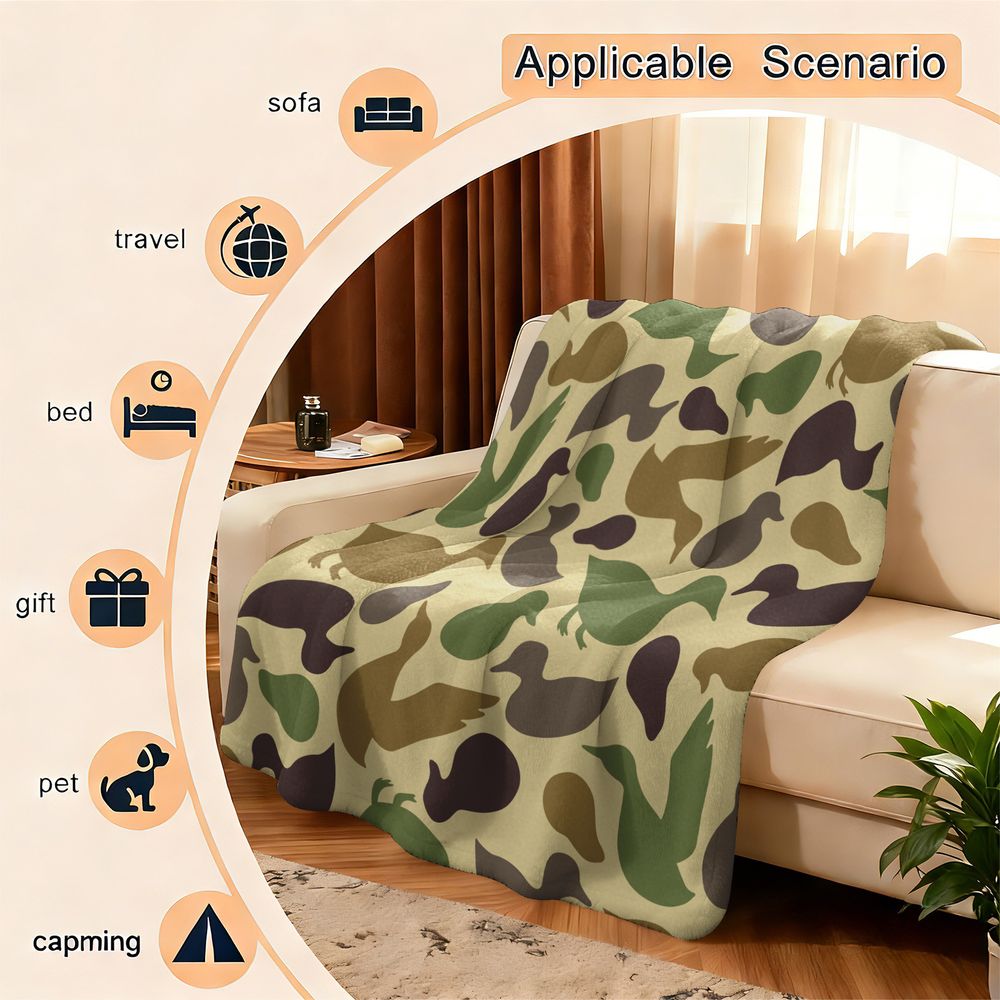 Duck Pattern Flannel Blanket S - Hunting Outdoor Rug ulasan dan harga