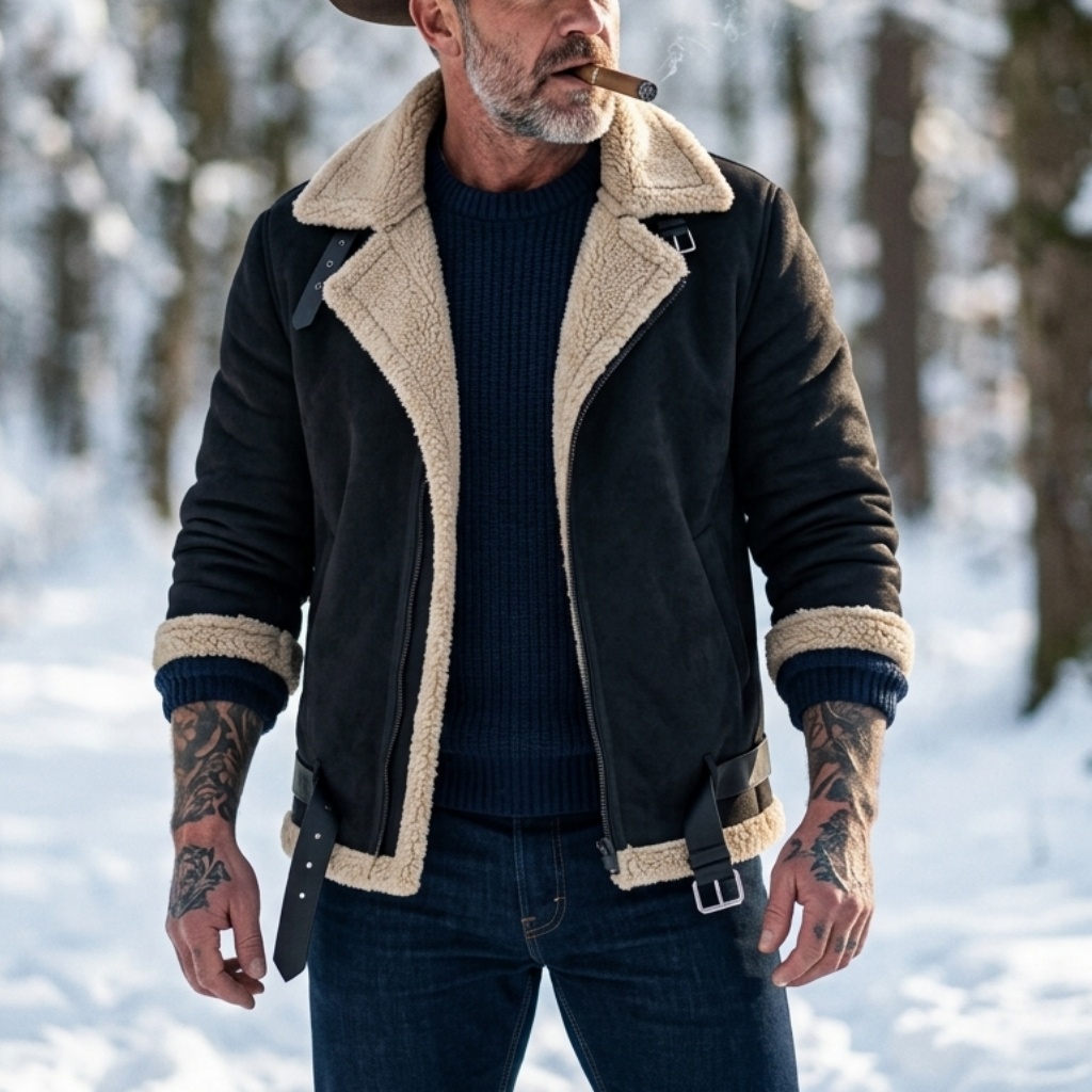 Men Winter Faux Suede Jacket F - Outdoor Hunting Fleece ulasan dan harga