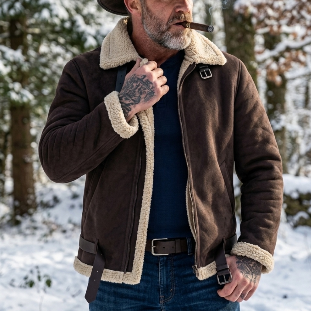 Men Winter Faux Suede Jacket F - Outdoor Hunting Fleece ulasan dan harga