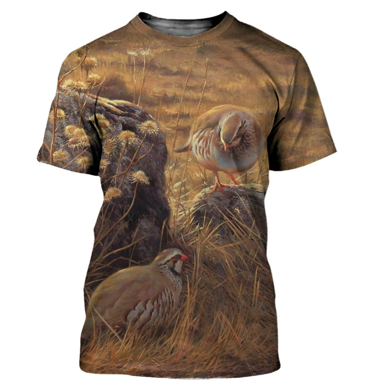 Animal Quail 3D Print T-shirt  - Hunting Quail ulasan dan harga