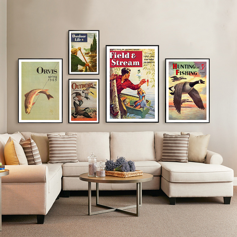 Vintage Colorful Fishing Poste - Outdoor Hunting Paintings ulasan dan harga