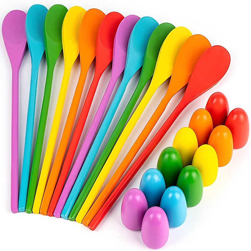 6Pcs Wooden Egg Spoon Race Gam - Outdoor Hunting Games For Kids ulasan dan harga