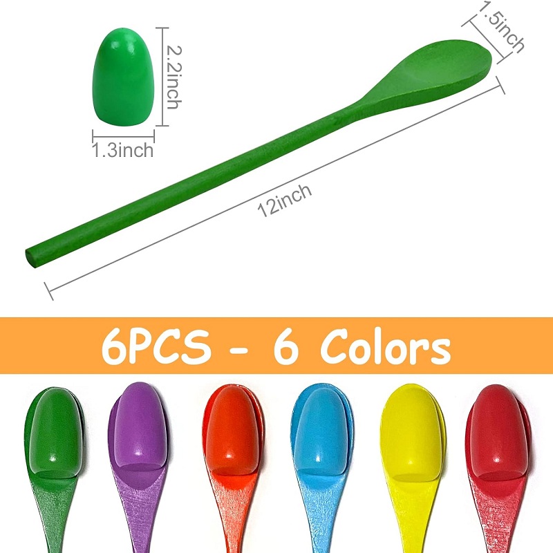 6Pcs Wooden Egg Spoon Race Gam - Outdoor Hunting Games For Kids ulasan dan harga