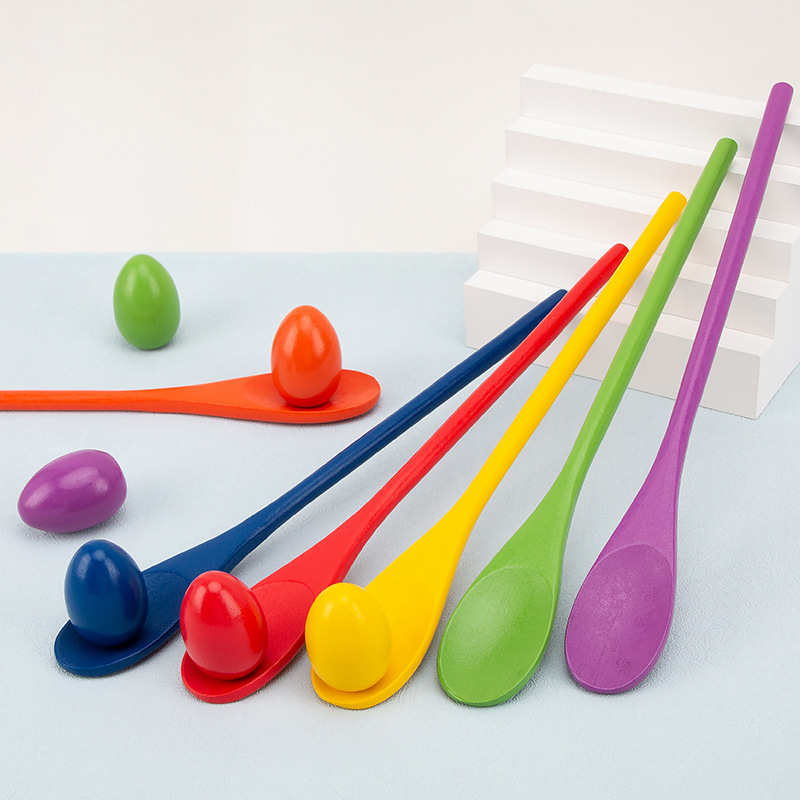 6Pcs Wooden Egg Spoon Race Gam - Outdoor Hunting Games For Kids ulasan dan harga