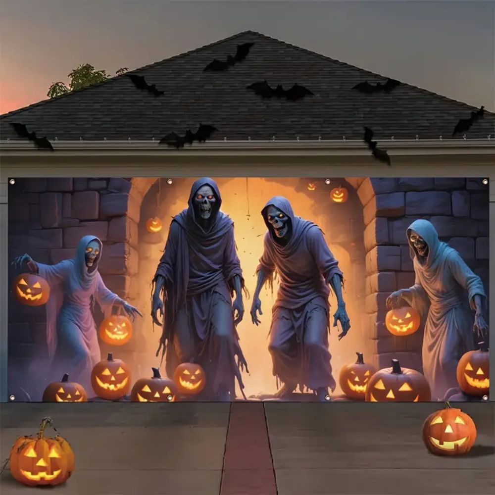 VIKAMA Halloween Garage Banner - Hunting Outdoor Background ulasan dan harga