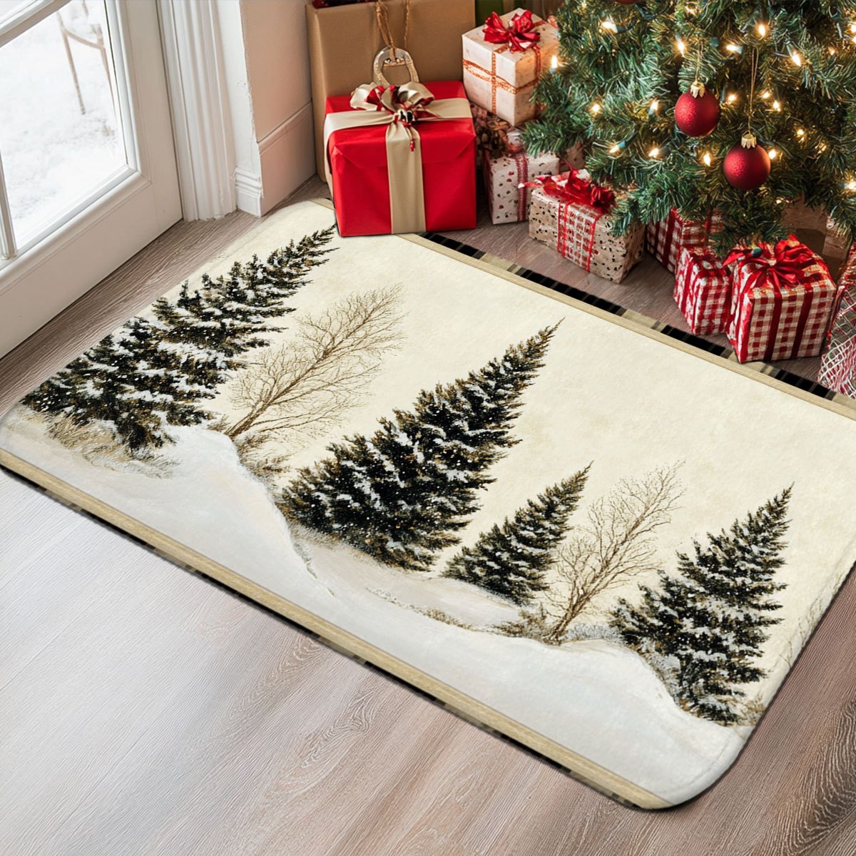Winter Snow Hunting Cabin Pine - Hunting Outdoor Rug ulasan dan harga