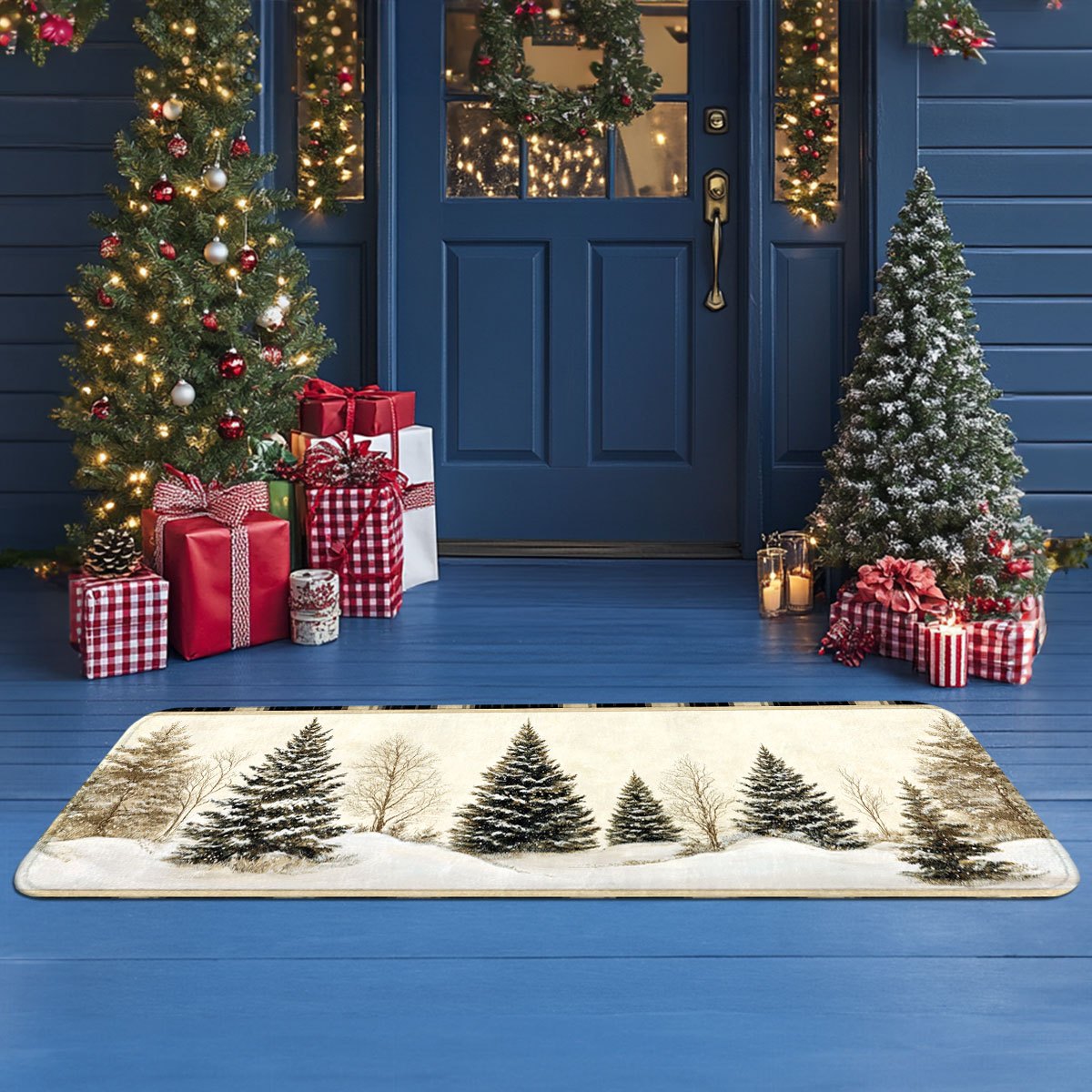 Winter Snow Hunting Cabin Pine - Hunting Outdoor Rug ulasan dan harga