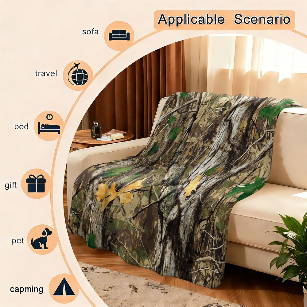 Forest Camouflage Flannel Blan - Hunting Outdoor Rug ulasan dan harga