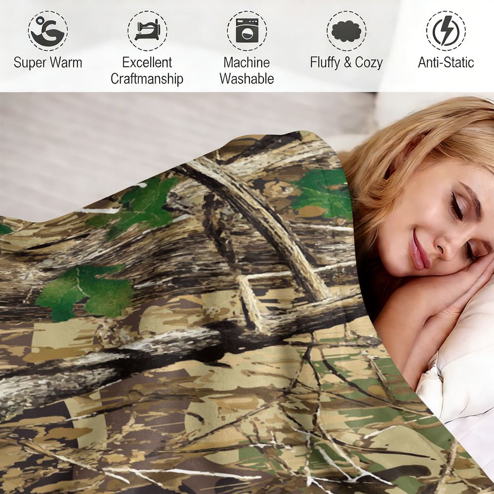 Forest Camouflage Flannel Blan - Hunting Outdoor Rug ulasan dan harga