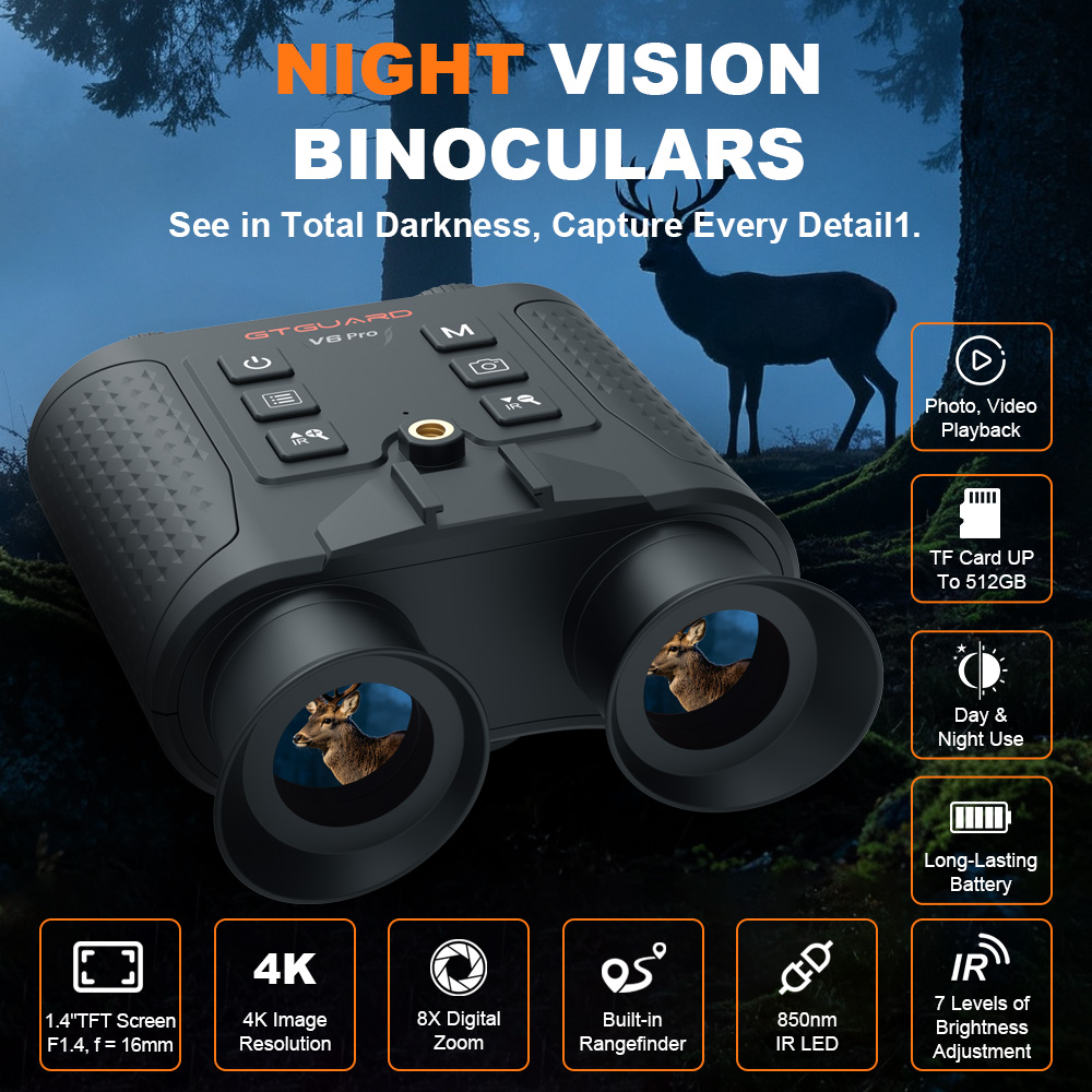 4K Night Vision Binoculars 8X  - Outdoor Hunting Videos ulasan dan harga
