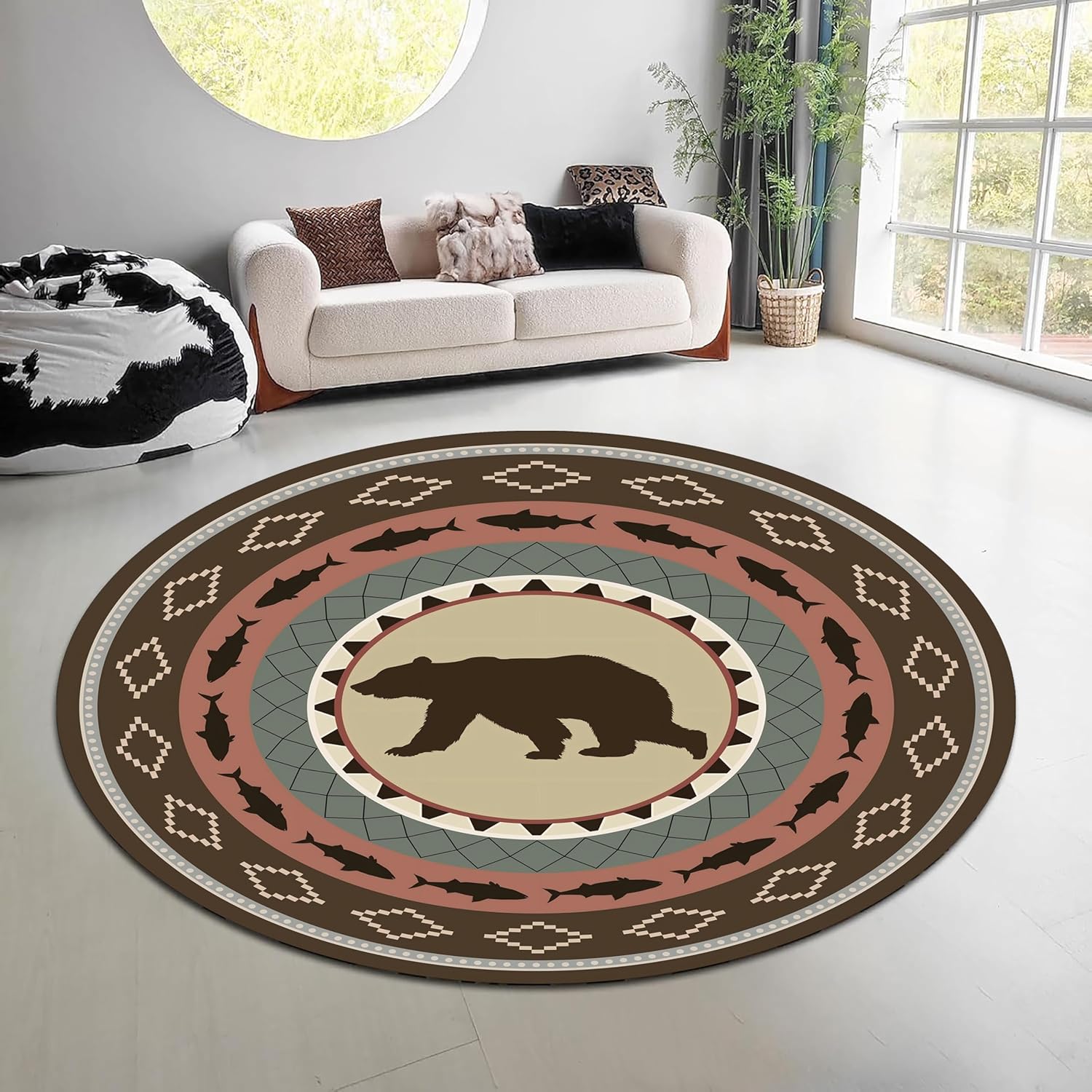 Vintage Nature Forest Round Ru - Hunting Outdoor Rug ulasan dan harga