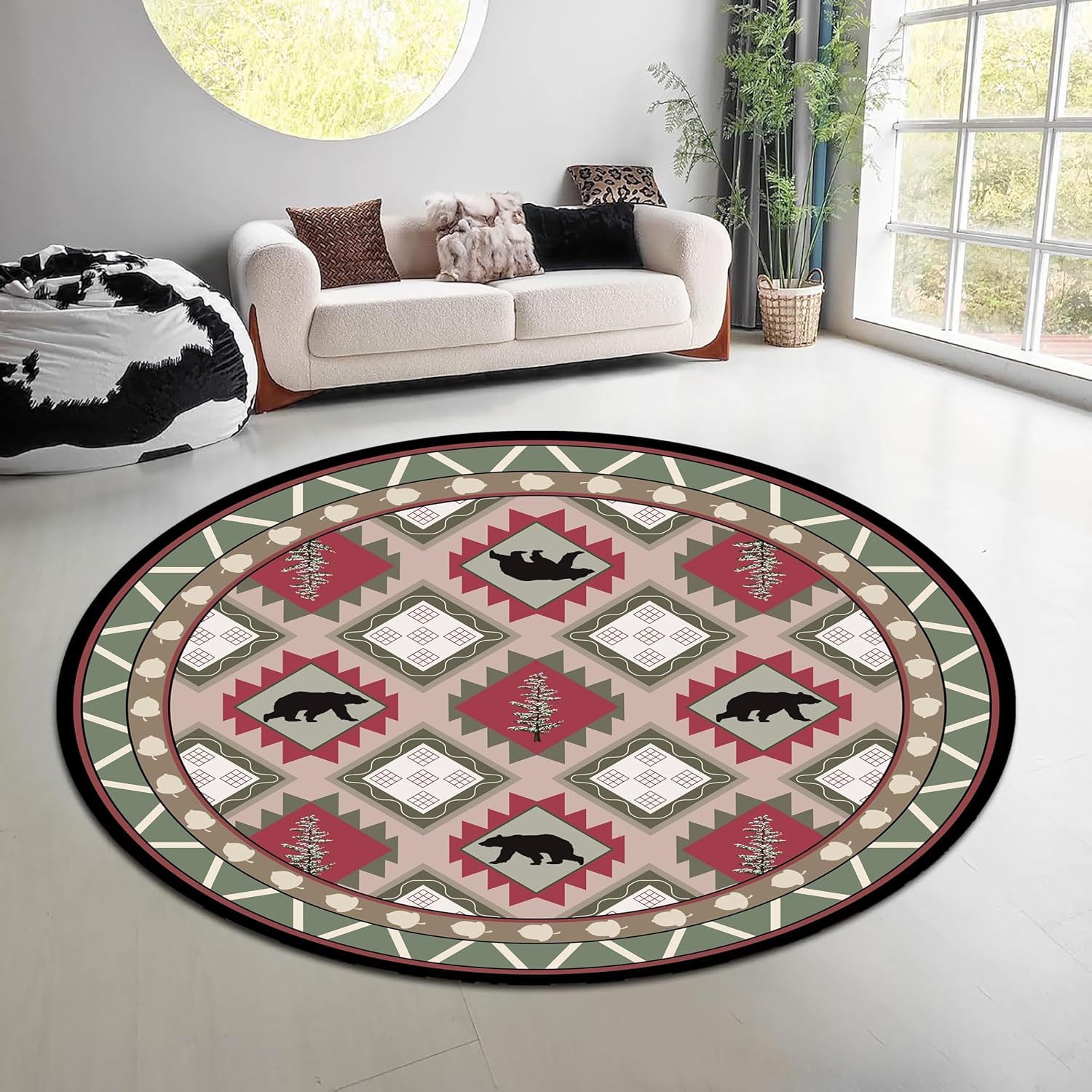 Vintage Nature Forest Round Ru - Hunting Outdoor Rug ulasan dan harga