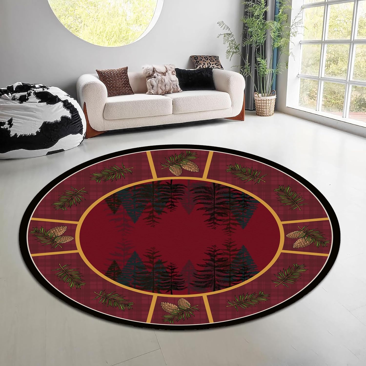 Vintage Nature Forest Round Ru - Hunting Outdoor Rug ulasan dan harga
